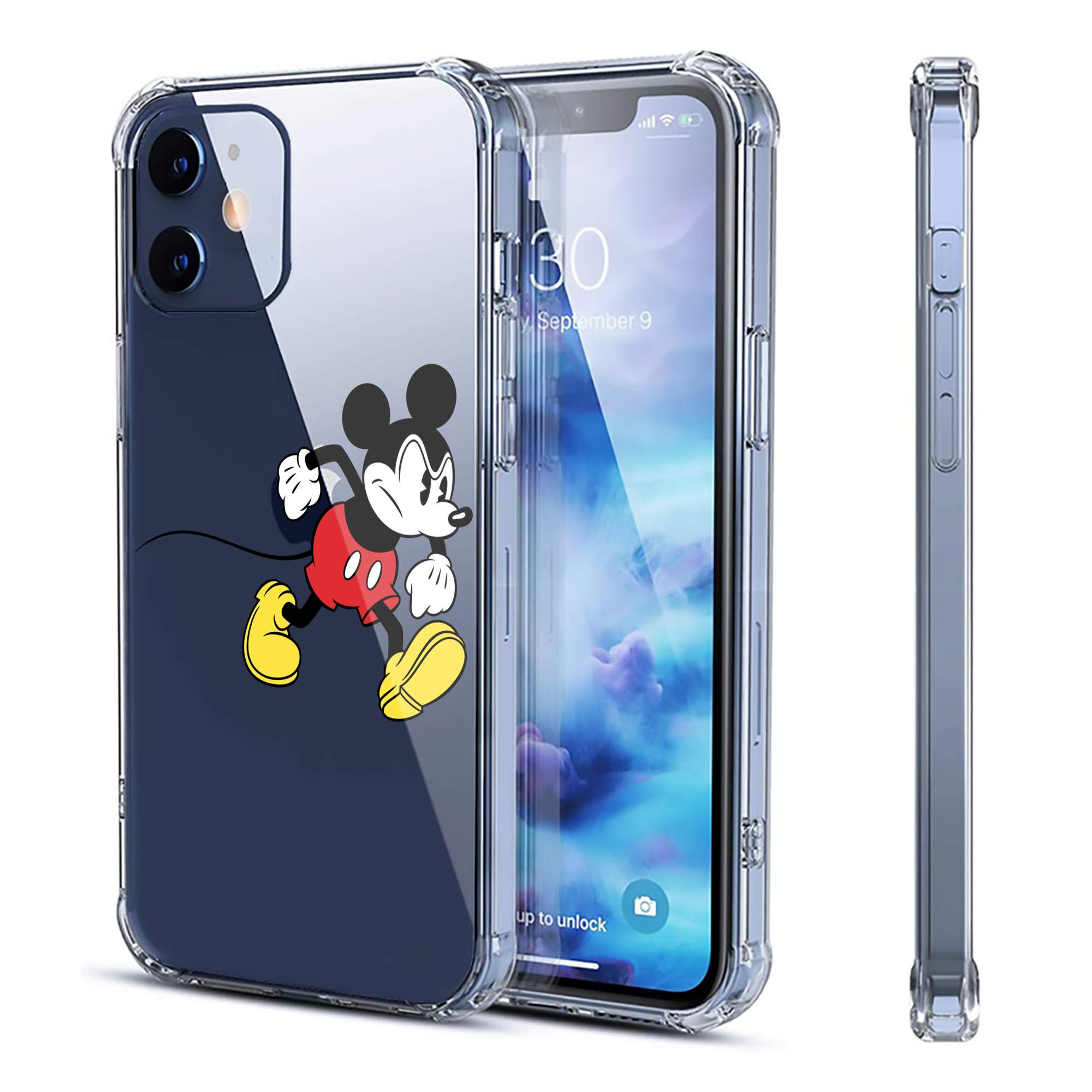 （画像用） ミッキーマウス Mickey Mouse 【iPhone 12シリーズ対応】透明スマホケース（クリアソフトケース）